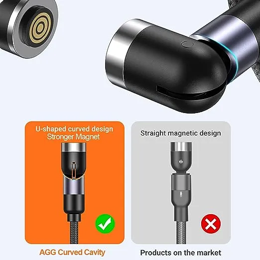 Aggels [5 Mix Pack] Magnetic 5Pin USB Cables - (3 x 6.6ft and 2 x 3.3ft, 4 x Type-C Tips,4 x MicroUSB Tips,1 x Bonus X Tip) - Devices/Peripherals/Android/Smartphones - Fast Data & Charge – Black