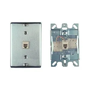 Allen Tel AT630B-4 Wall Phone Outlet Jack, Stainless Steel, 6-Position, 4-Conductor