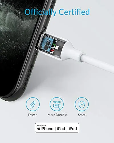 Anker USB C to Lightning Cable (6 ft), Powerline III MFi Certified Fast Charging Lightning Cable for iPhone 11 Pro 11 Pro Max X XS XR Max 8 Airpods Pro, Supports Power Delivery (White)