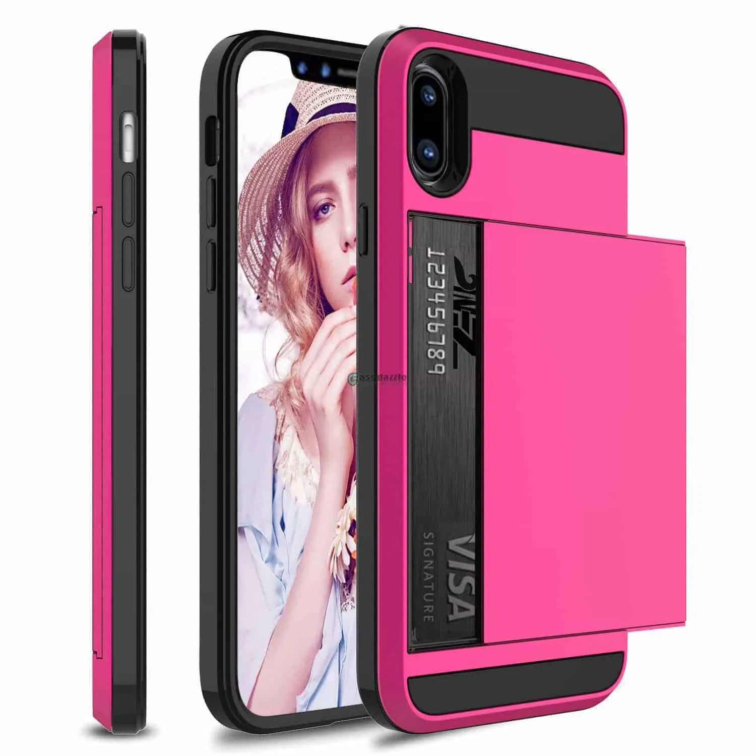 Apple iPhone 8 Credit Card Wallet Phone Case Pink