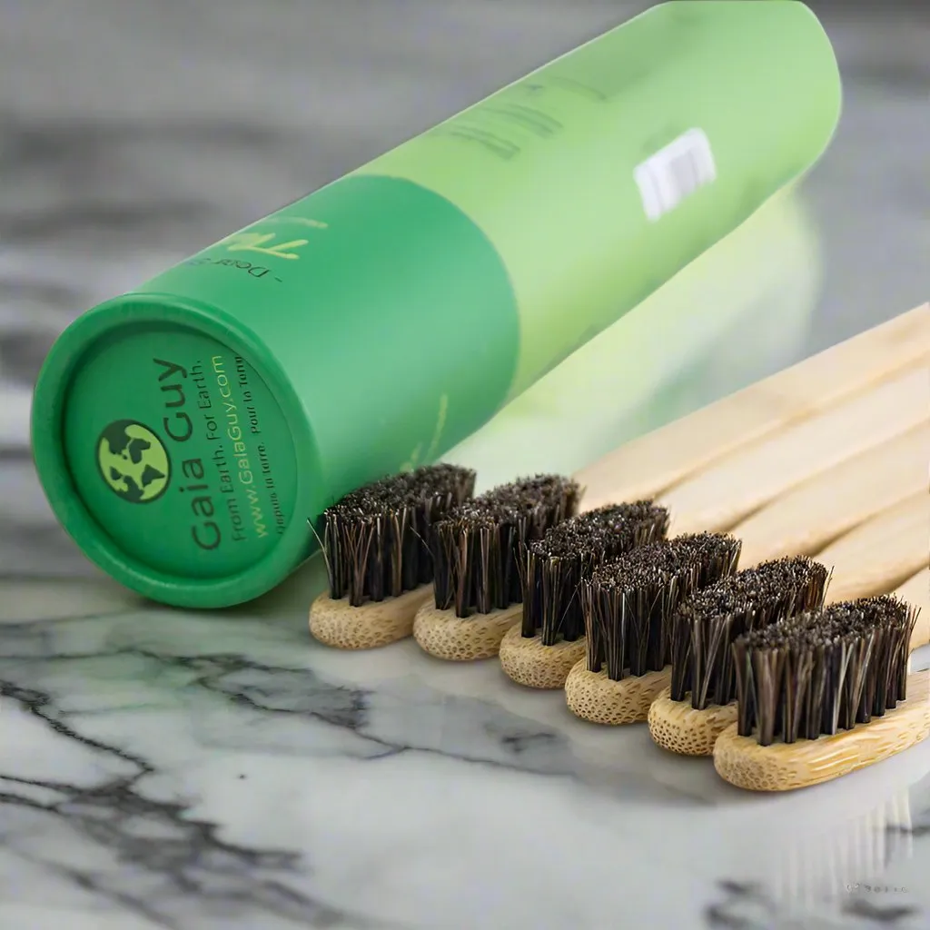 Bamboo and Horsehair Toothbrush - Natural Bristle Toothbrush Medium-Soft Horse Hair Bristles