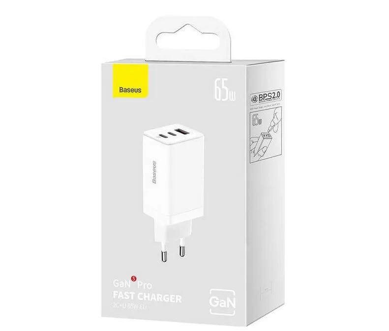 Baseus Fast Charger Gan5 Pro 2C U 65W Eu White