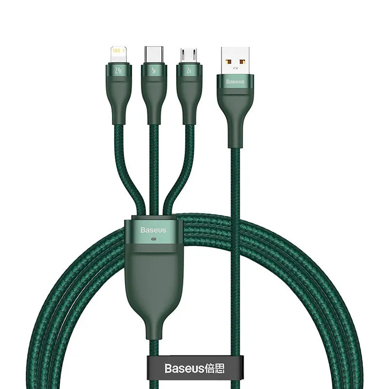 Baseus Flash Series One-for-Three Fast Charging Data Cable USB To M L C 1.2M (CA1T3-G1)