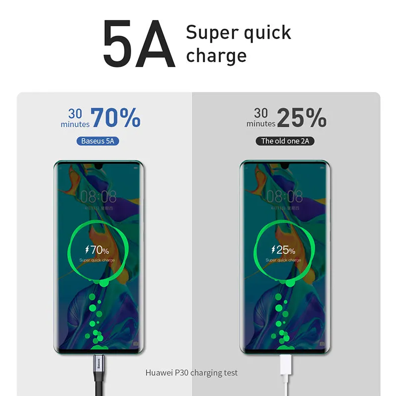 Baseus Simple Hw Quick Charge Charging Data Cable USB for Type-C 40W 23Cm (CATMBJ-BG1)