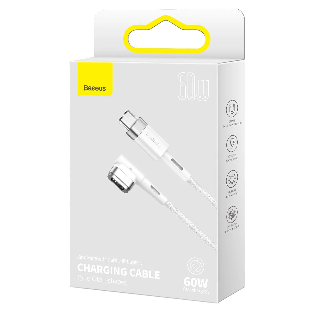 Baseus Zinc Magnetic Series Macbook Laptop Charging Cable C To Macbook 60W 2M White (CATXC-W02)