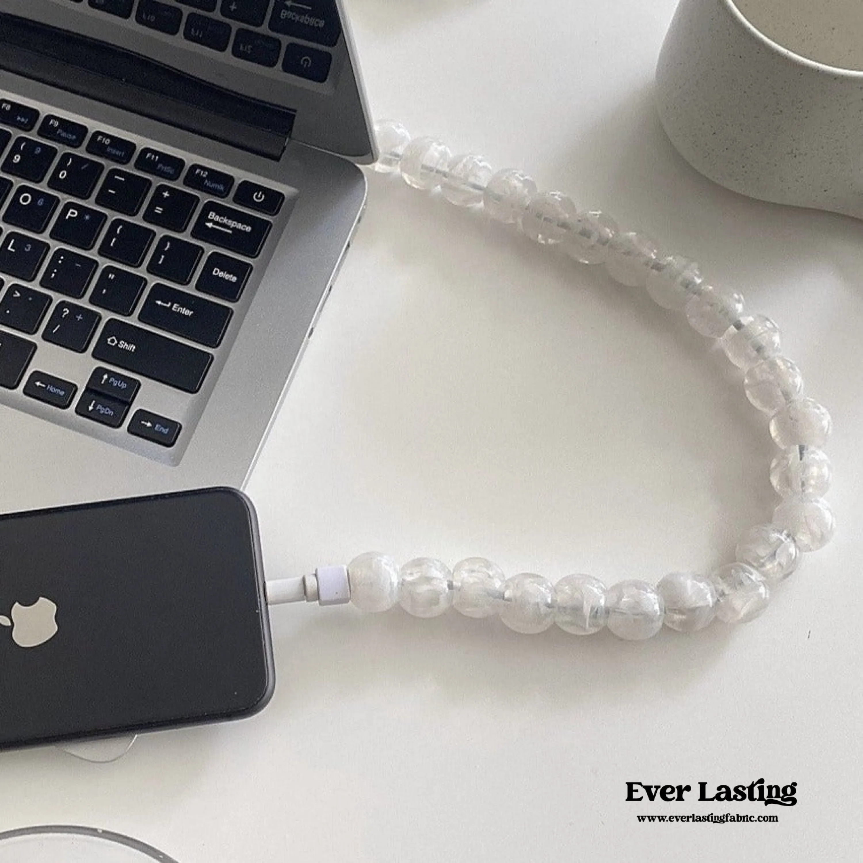 Beaded Phone Charger Cable / Transparent