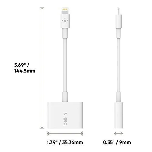 Belkin 3.5 mm Audio   Charge RockStar Headphone Jack Adapter for iPhone X, iPhone 8, iPhone 8 Plus, iPhone 7 and iPhone 7 Plus