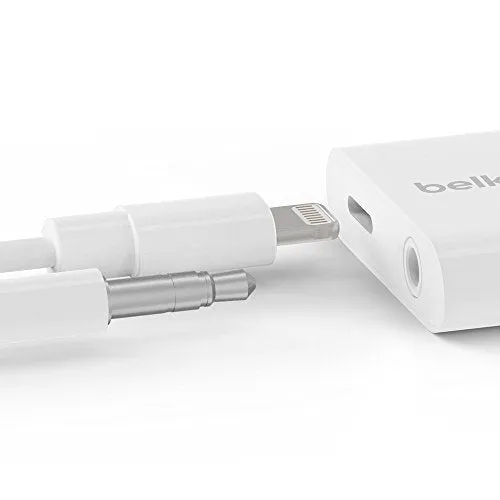 Belkin 3.5 mm Audio   Charge RockStar Headphone Jack Adapter for iPhone X, iPhone 8, iPhone 8 Plus, iPhone 7 and iPhone 7 Plus