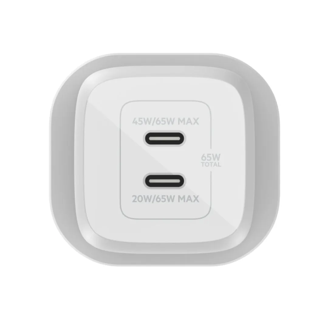 Belkin WCH013myWH 65W Dual USB-C Wall Charger (White)