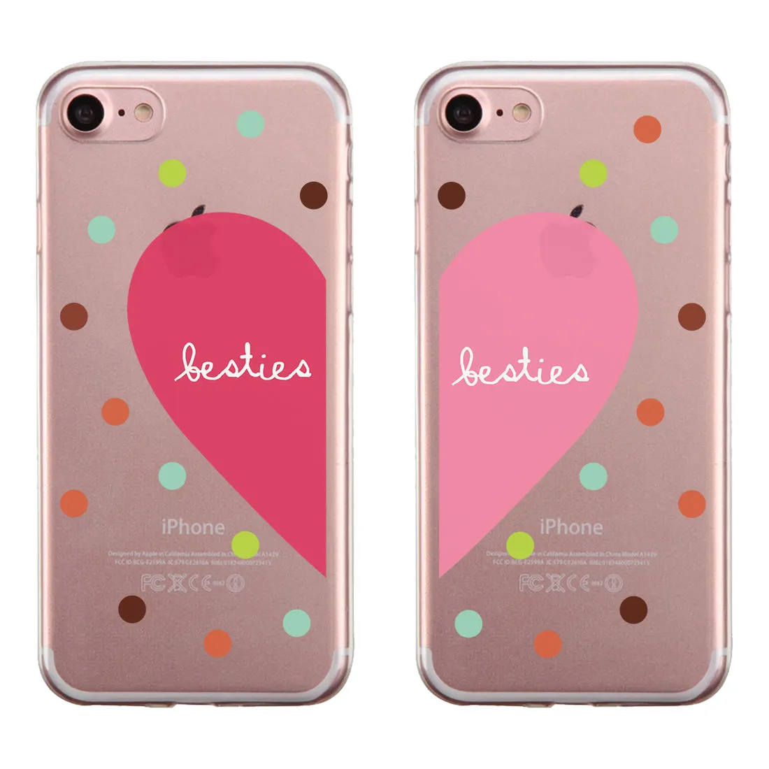 Besties Heart Dots BFF Matching Phone Covers Cute Colorful Gifts