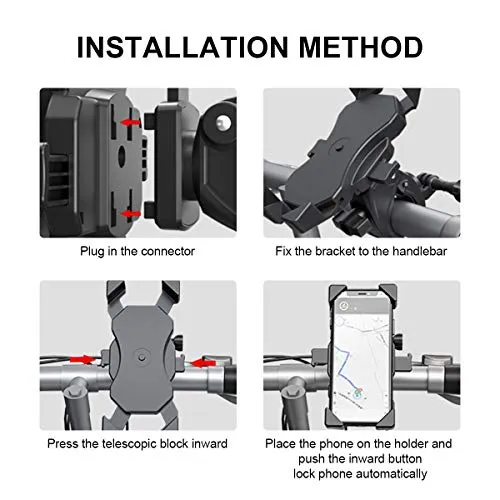 Bike Phone Mount Adjustable Motorcycle Bike Phone Holder 4 and 6.5 Inches