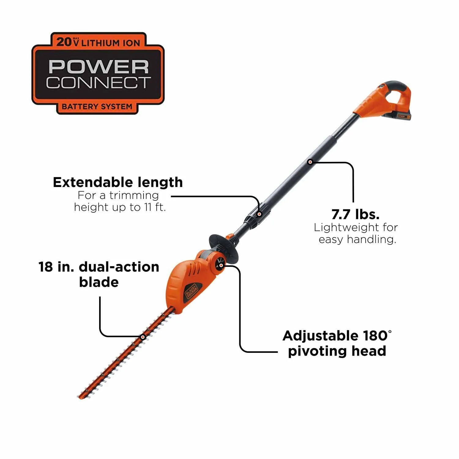 Black & Decker LPHT120 20V MAX* Lithium Pole Hedge Trimmer (LPHT120)