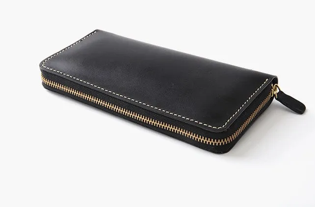 Black Coffee Womens Leather Zipper Long Wallet Phone Long Clutch Wallet for Women