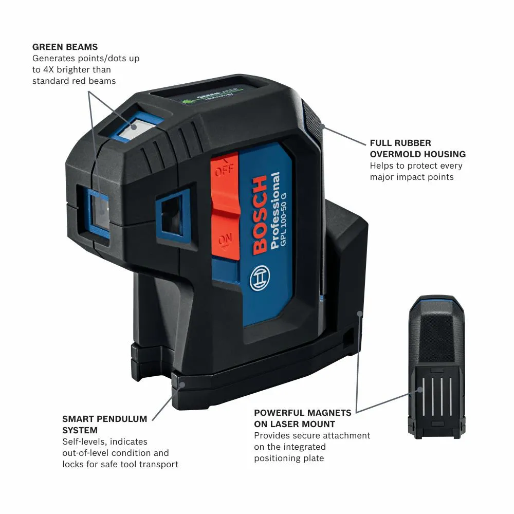 Bosch GPL-100-50G Green-Beam Five-Point Self-Leveling Alignment Laser