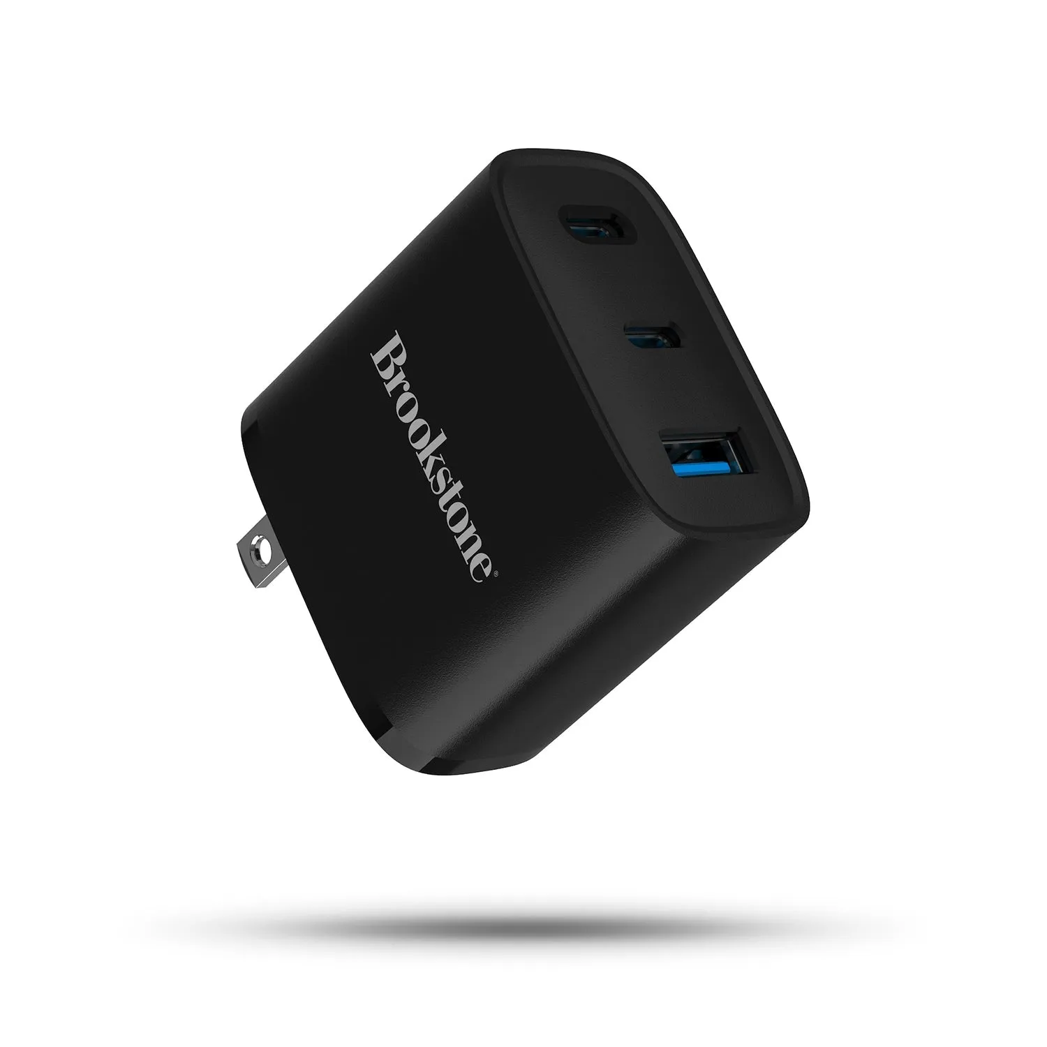 Brookstone Fast Charging Adapter With 3 USB Port, 2 USB Type C And 1 USB A 40W Wall Charger For Apple and Android Phones