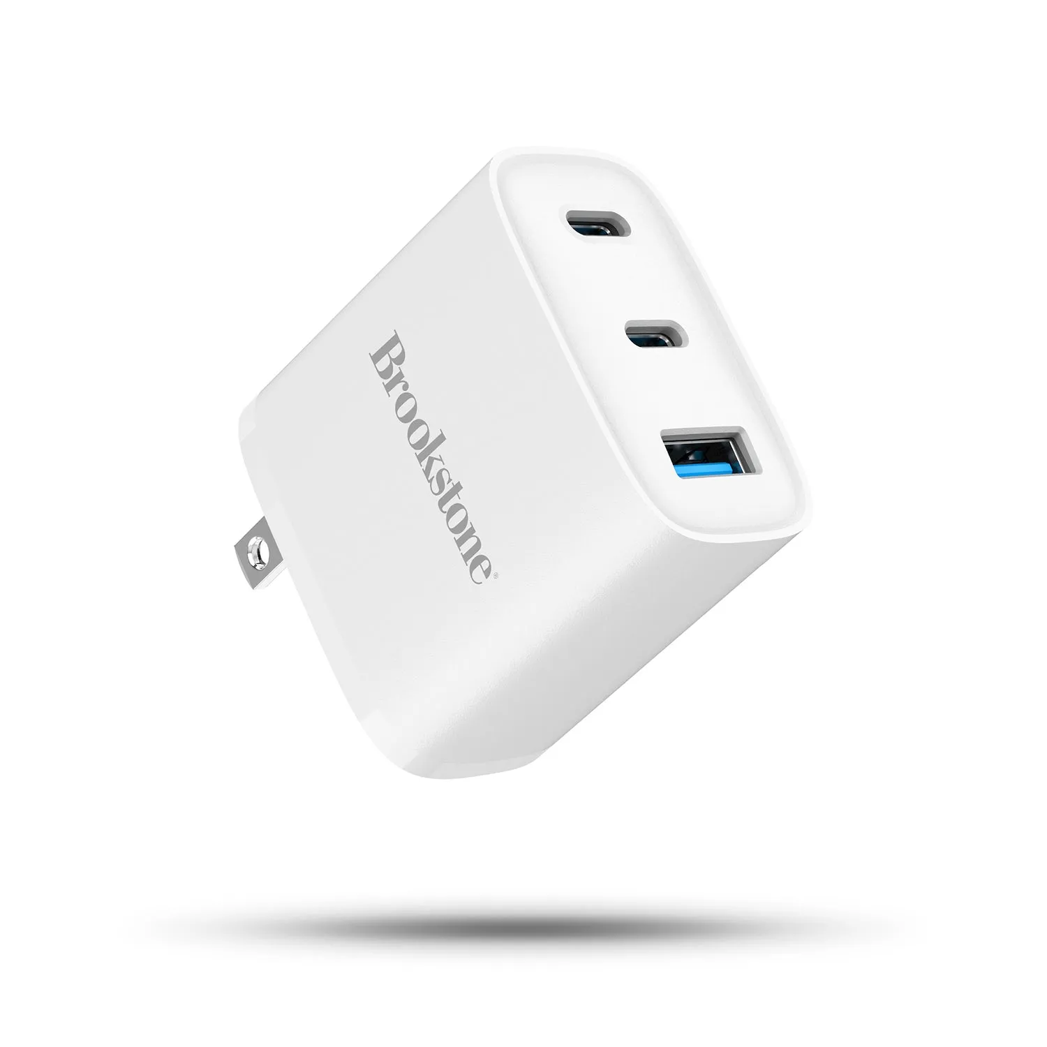 Brookstone Fast Charging Adapter With 3 USB Port, 2 USB Type C And 1 USB A 40W Wall Charger For Apple and Android Phones