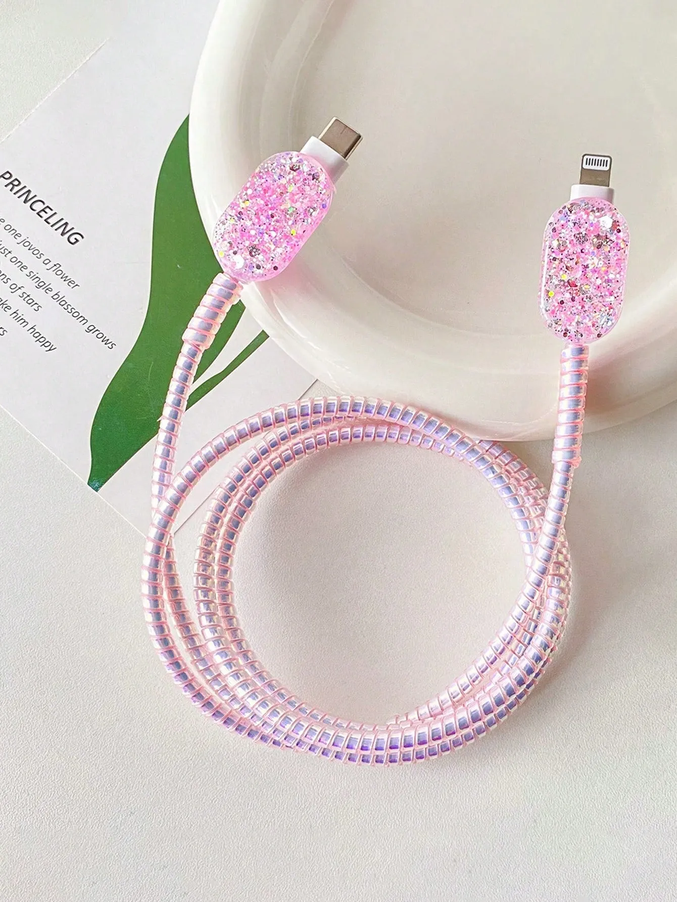 Cable protector|5pcs/set Glittery Tpu Charging Cable Protector