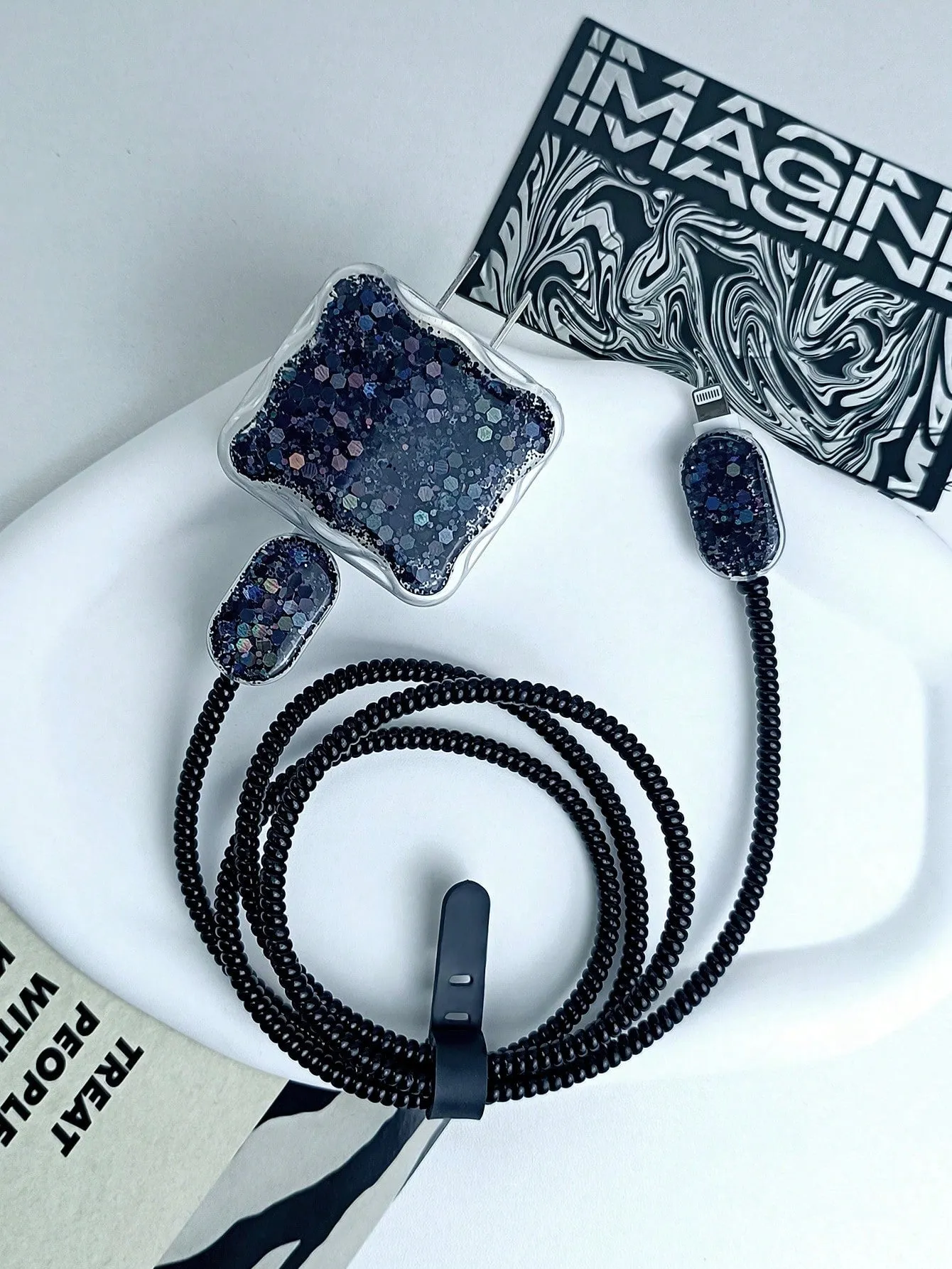 Cable protector|5pcs/set Glittery Tpu Charging Cable Protector