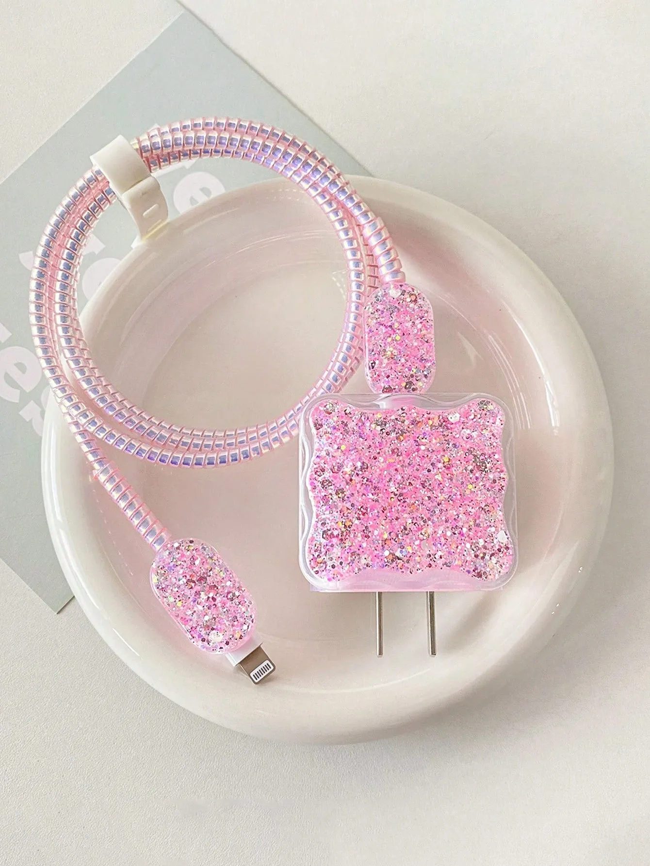 Cable protector|5pcs/set Glittery Tpu Charging Cable Protector