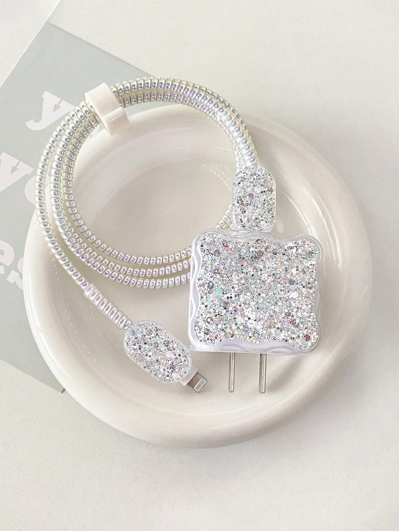 Cable protector|5pcs/set Glittery Tpu Charging Cable Protector