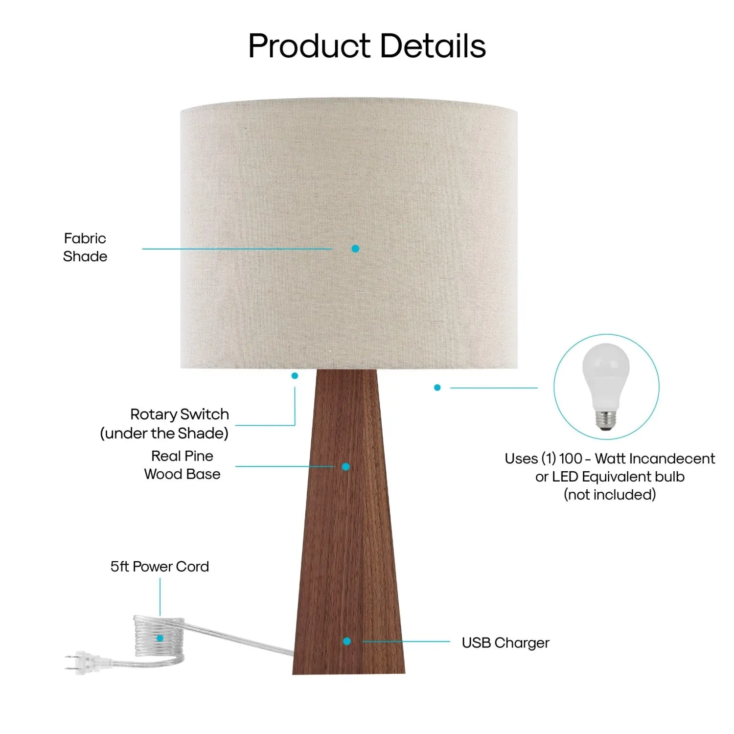 Carley Table Lamp with USB Port