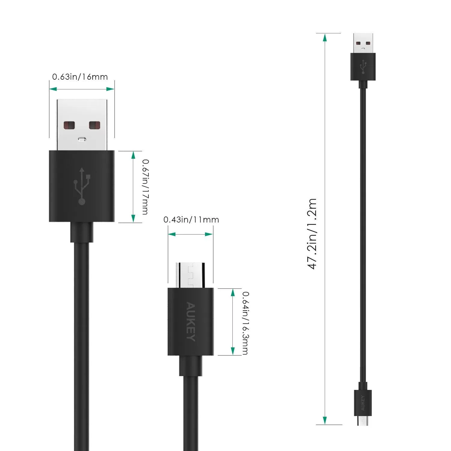 CB-D10 20AWG QUalcomm Quick Charge 2.0/3.0 Micro USB Cable (3Pack)