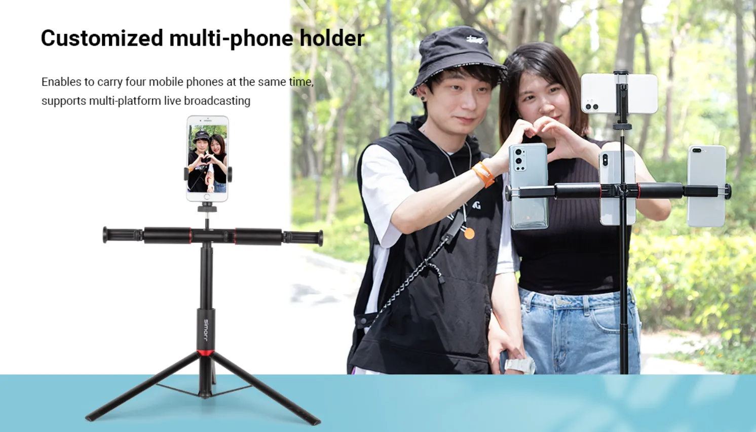 [CLEARANCE] Simorr by SmallRig Multifunctional Smartphone Tripod Perfect for Livestreaming, Vlogging and Live Broadcast 3376 ST30