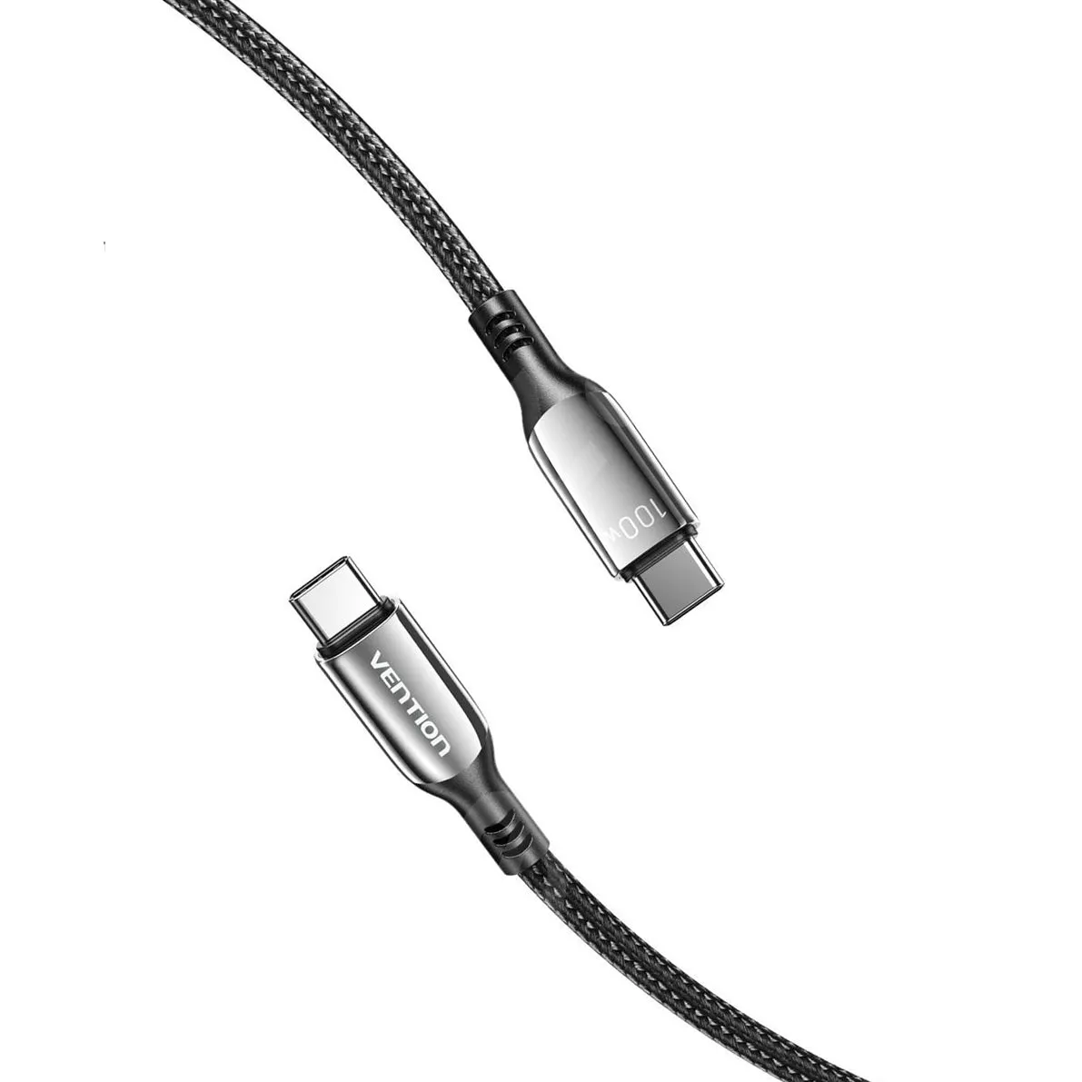 [CLEARANCE] Vention USB-C 2.0 1.2-Meter Male to Male 5A 100W PD Charging Cable with 480Mbps File Transfer Speed, Cotton Braided Sheathing and Zinc Alloy Shell for Laptop, Mobile, and Tablets | CTKBAV