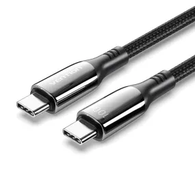 [CLEARANCE] Vention USB-C 2.0 1.2-Meter Male to Male 5A 100W PD Charging Cable with 480Mbps File Transfer Speed, Cotton Braided Sheathing and Zinc Alloy Shell for Laptop, Mobile, and Tablets | CTKBAV