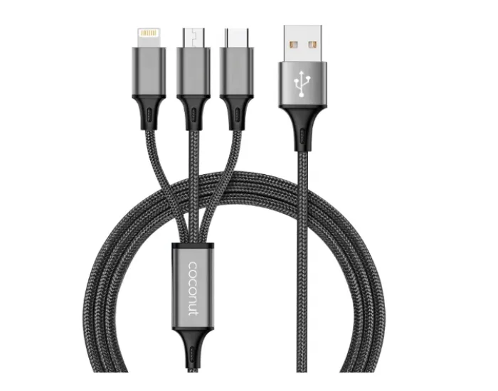 COCONUT TYPE C|MICRO|IPHONE CHARGER CABLE 3 IN 1 (C16)