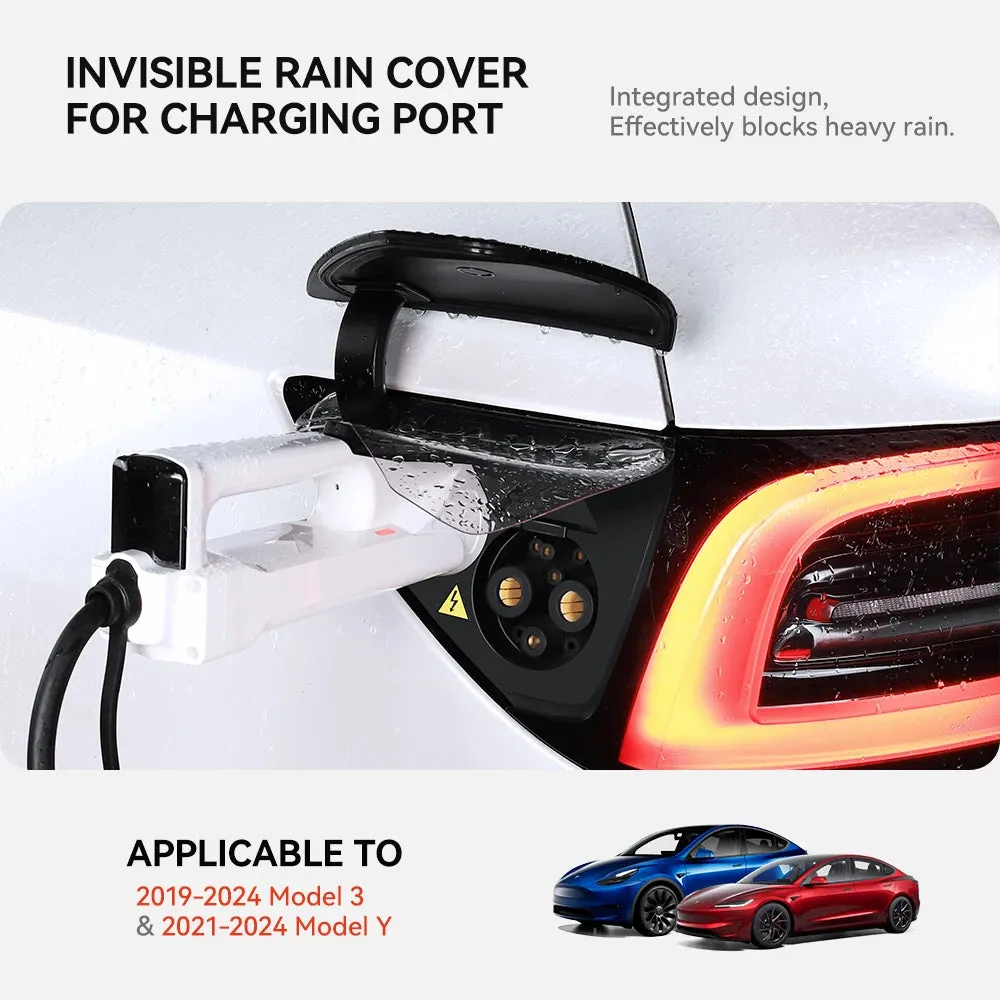 Compatible for Tesla Model 3 Model Y 2021-2024 Charger Port Cover Outdoor Dustproof TPU