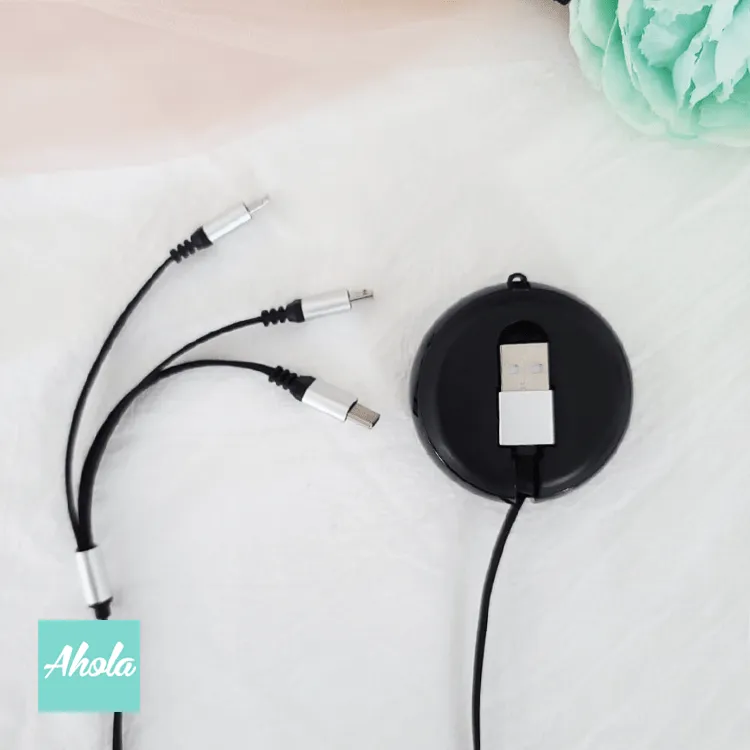 【Cosmos】Retractable 3 in 1 Charger Cable with Lightning/Type C/Mirco USB