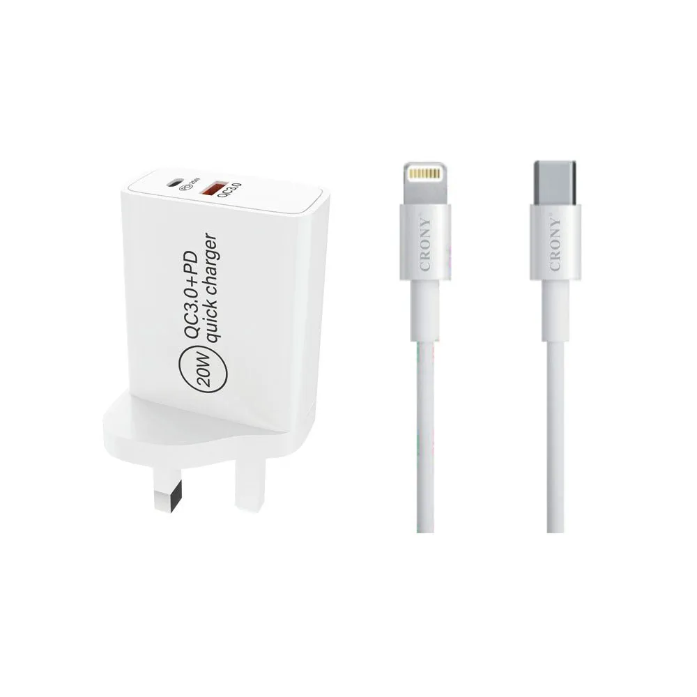 CRONY CR-003 PD20W QC3.0 Fast Charger 3ACharging&Data Cable