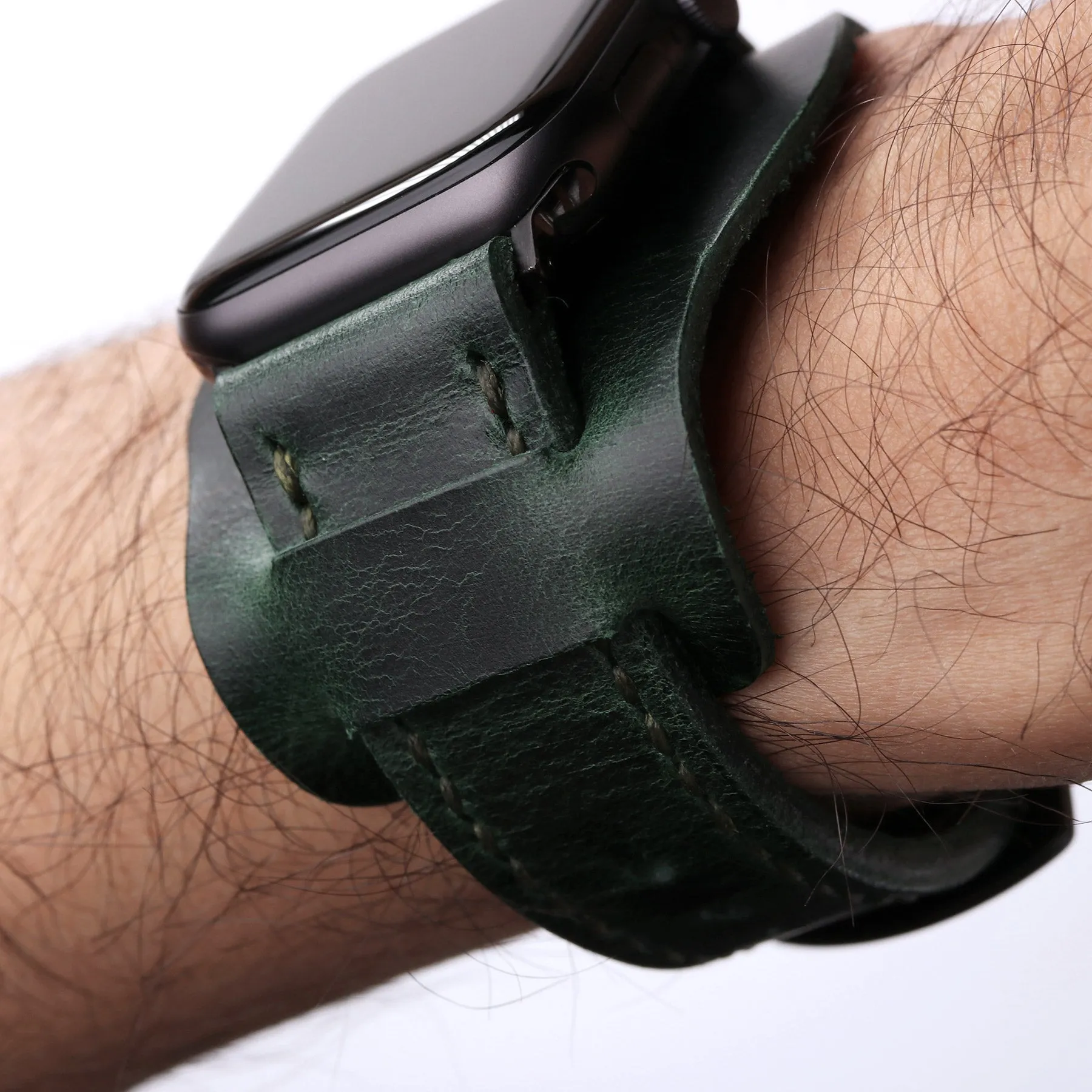 Custom Made Apple Watch Bund Strap - Forest Green