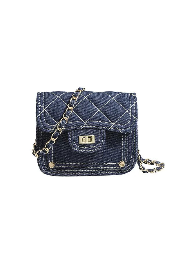 Denim Shoulder Bag Diamond Chain Square Bag