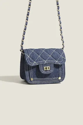 Denim Shoulder Bag Diamond Chain Square Bag