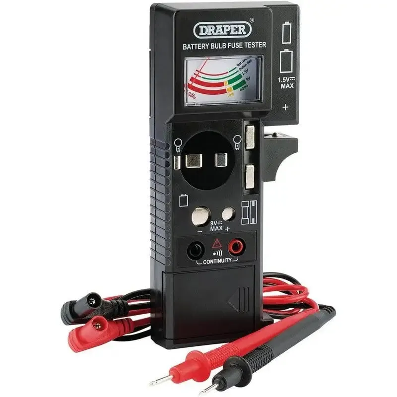 Draper Continuity Battery and Fuse Tester - 1.5V & 9V