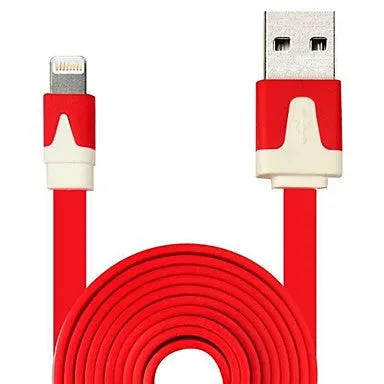 DSB® Flat Noodle USB A to 8-Pin Charging Sync Data Cable for iPhone5/5S/5C/6 iPad Air (3.3 Feet/1.0 Meter)