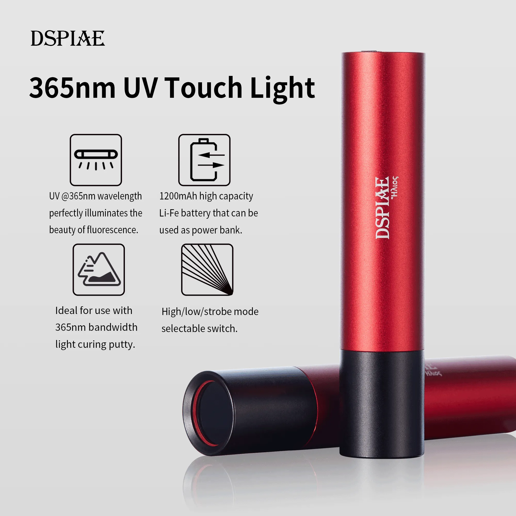 DSPIAE 365nm Ultraviolet Rechargeable Flashlight UV-T