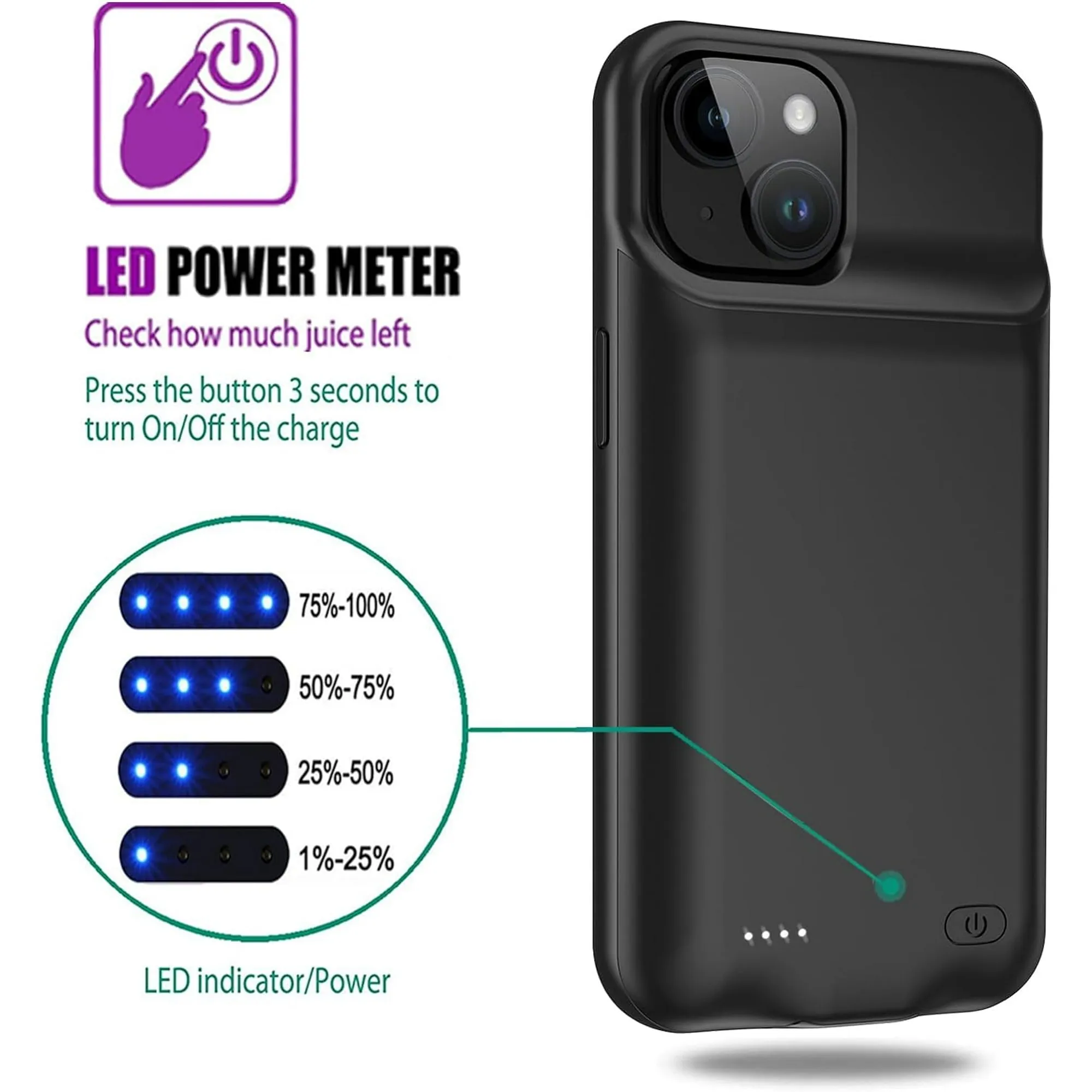 Entronix Apple iPhone 15 Case - 7000mAh Battery Charger