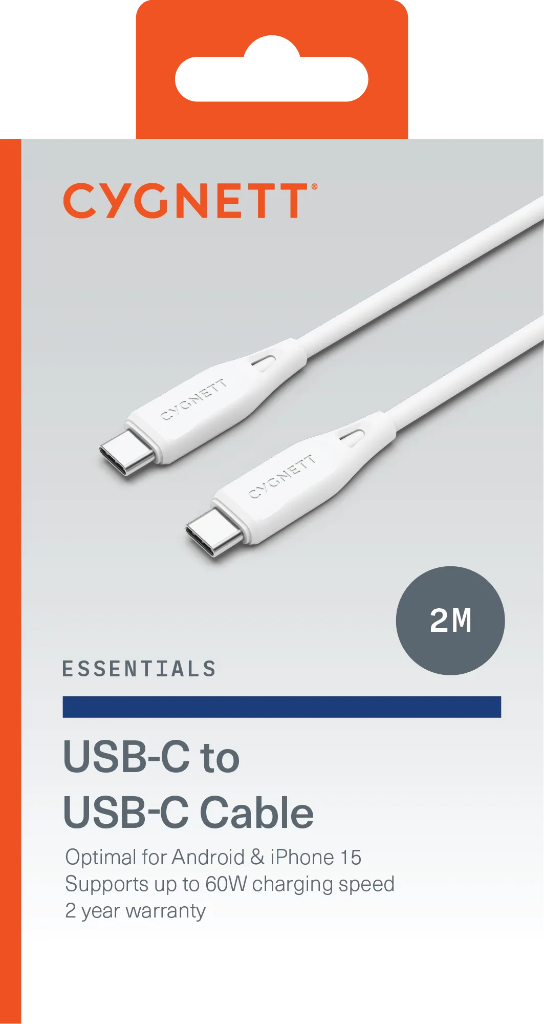 Essentials USB-C To USB-C (USB 2.0) Cable - White 2m