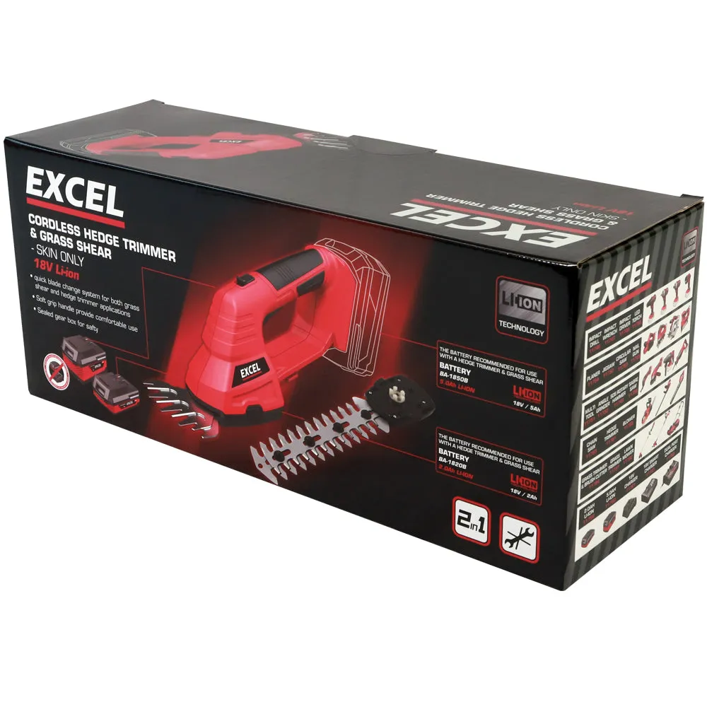 Excel 18V Hedge Trimmer Cutter & Grass Shear with 1 x 4.0Ah Battery & Fast Charger EXL5204