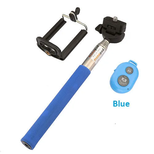 Fashion Extendable Self Selfie Stick Handheld Monopod Clip Holder Bluetooth Shutter Remote Controller for iPhone/Android Phone