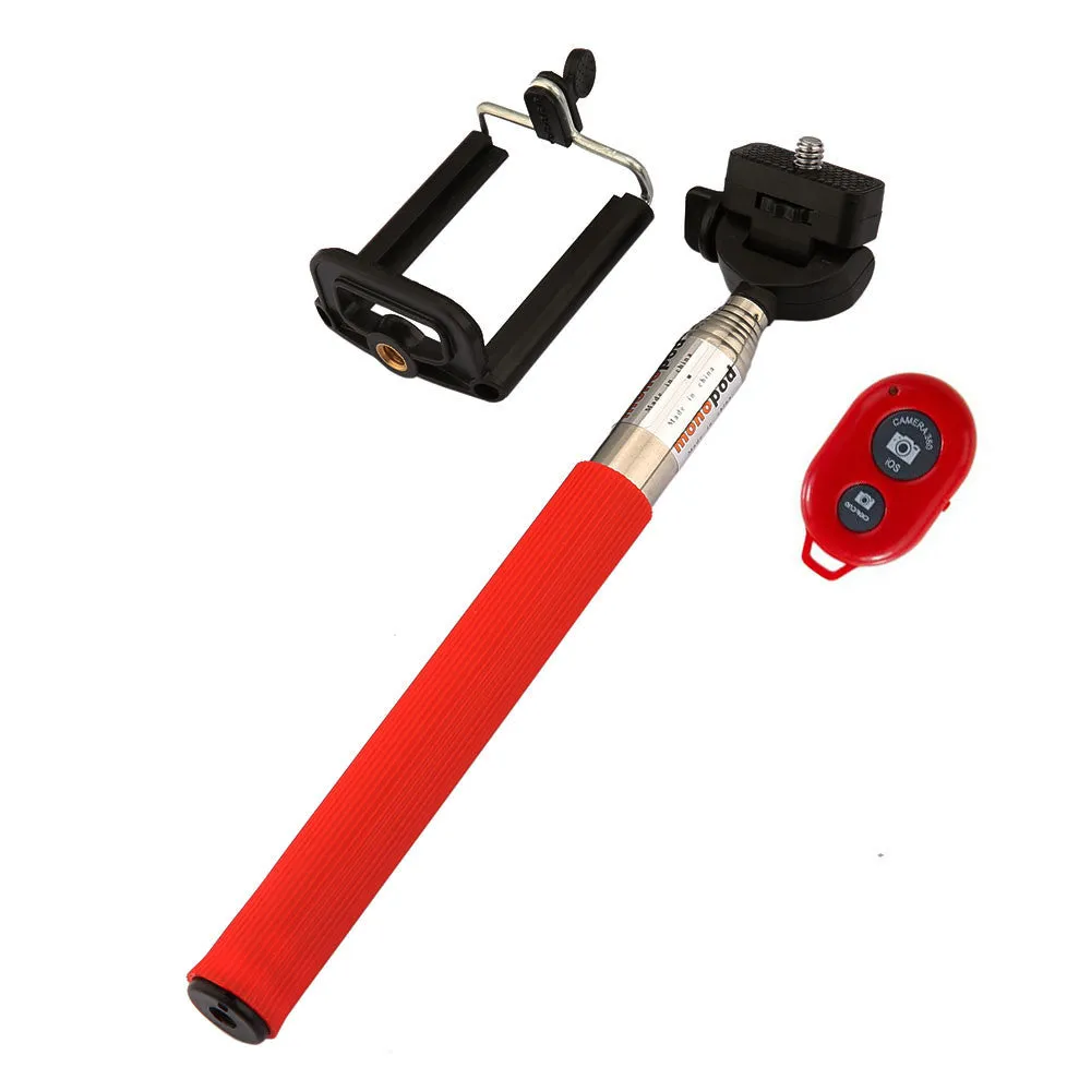 Fashion Extendable Self Selfie Stick Handheld Monopod Clip Holder Bluetooth Shutter Remote Controller for iPhone/Android Phone