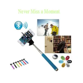 Fashion Extendable Self Selfie Stick Handheld Monopod Clip Holder Bluetooth Shutter Remote Controller for iPhone/Android Phone