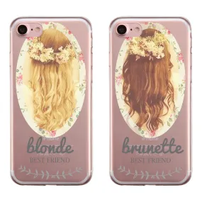 Floral Blonde Brunette BFF Matching Phone Covers Elegant Flowery