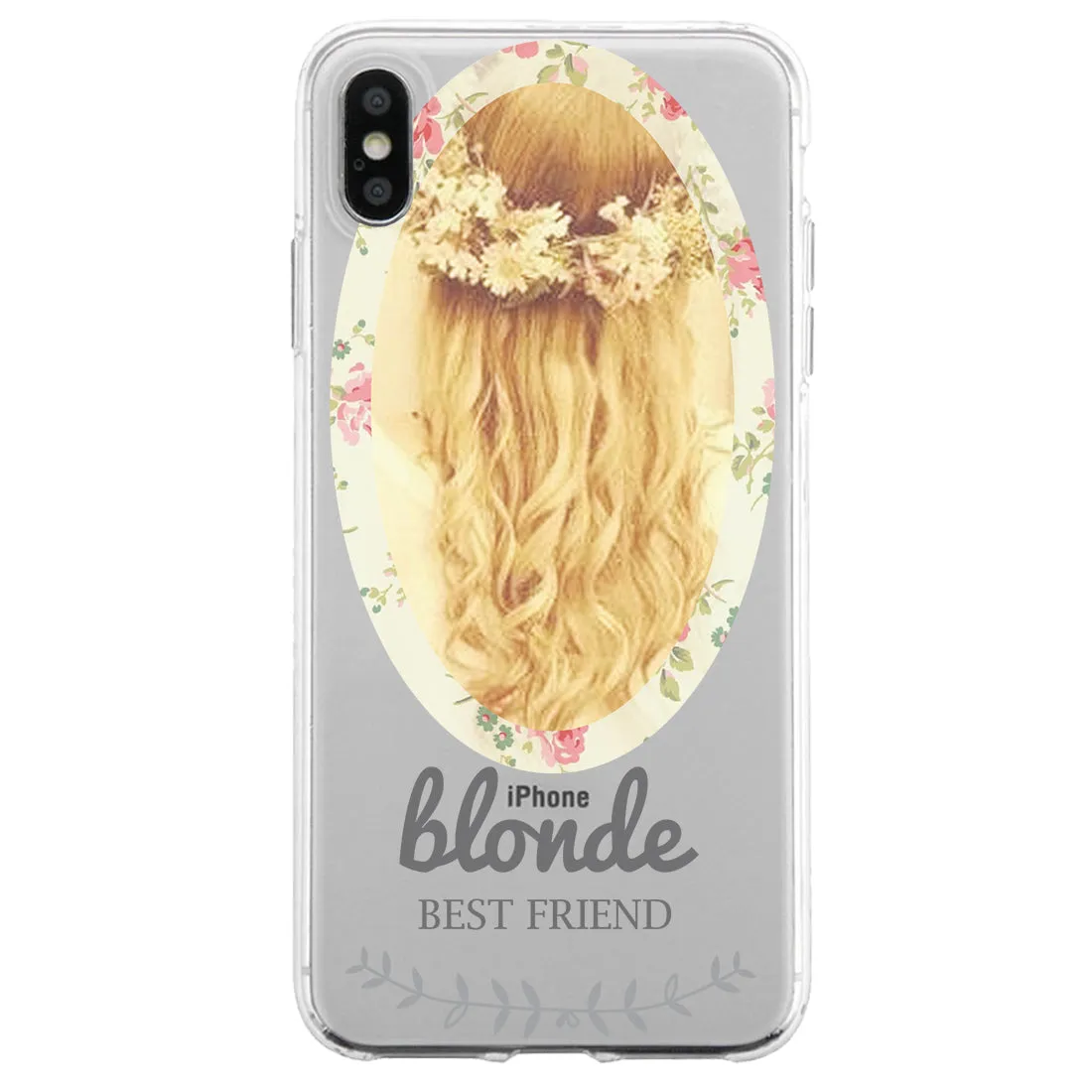 Floral Blonde Brunette BFF Matching Phone Covers Elegant Flowery