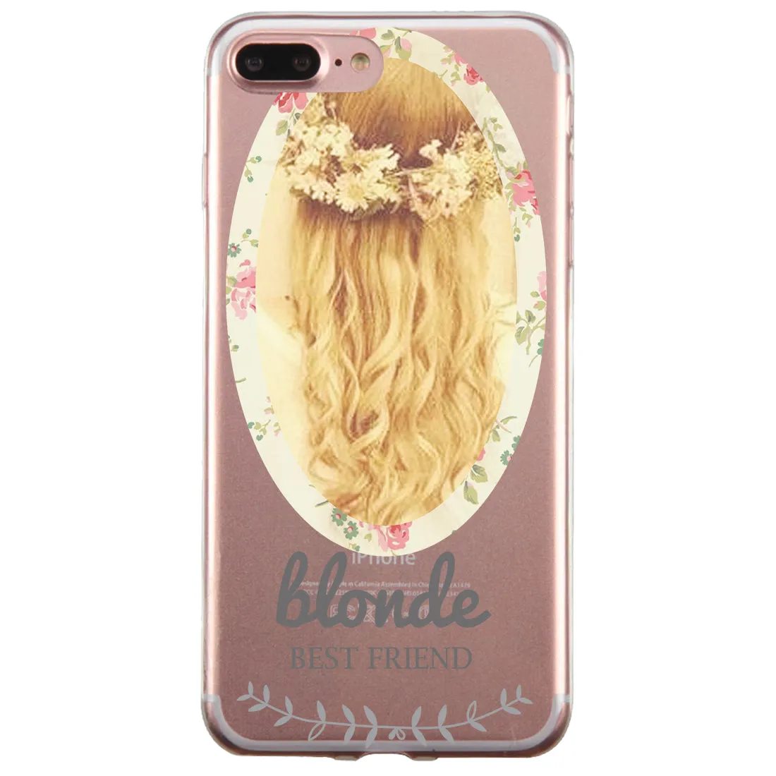 Floral Blonde Brunette BFF Matching Phone Covers Elegant Flowery