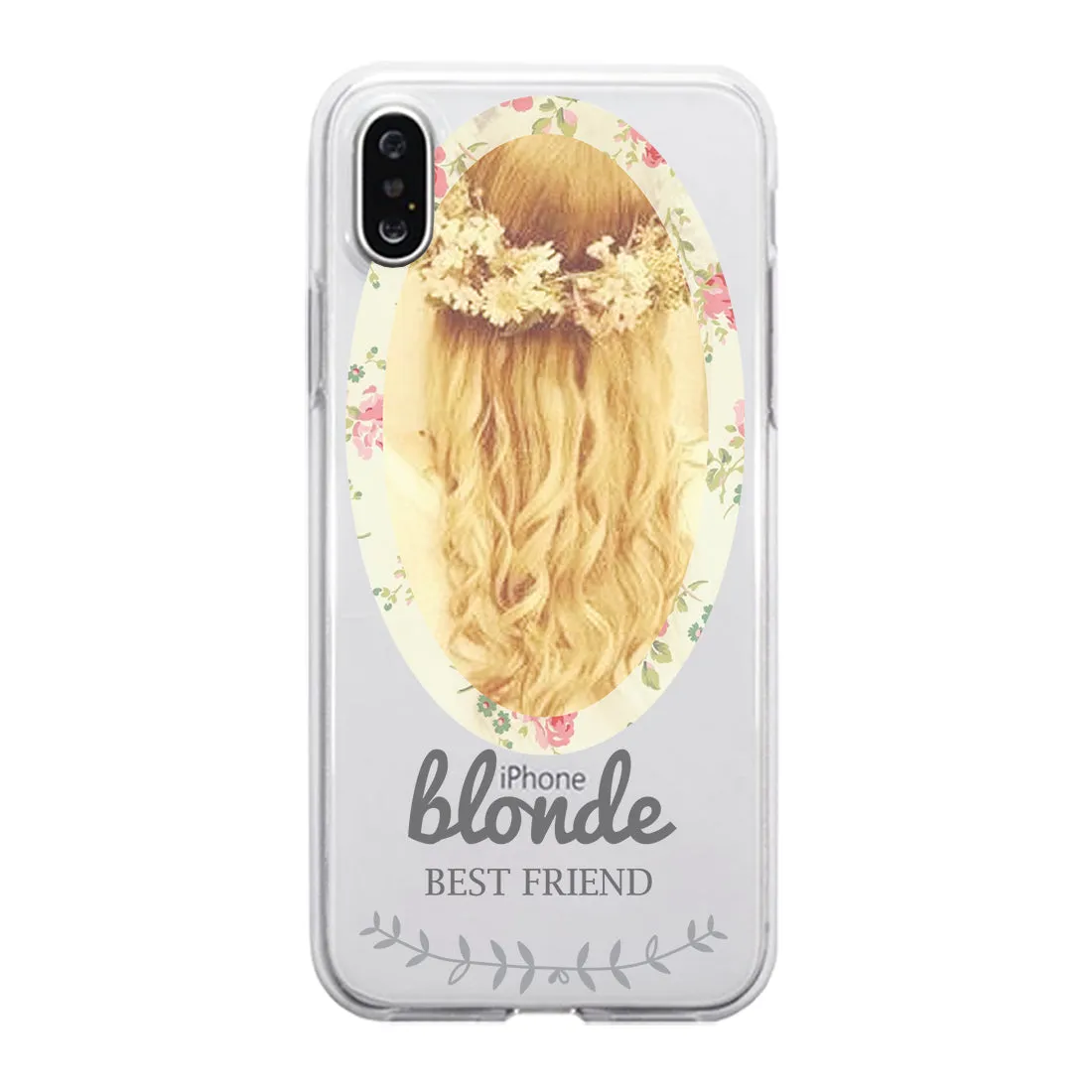 Floral Blonde Brunette BFF Matching Phone Covers Elegant Flowery