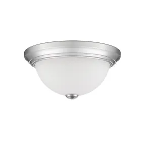 Flush Mount Fixture - Chrome - Etched White Glass - 11in. Diameter - E26 Medium Base